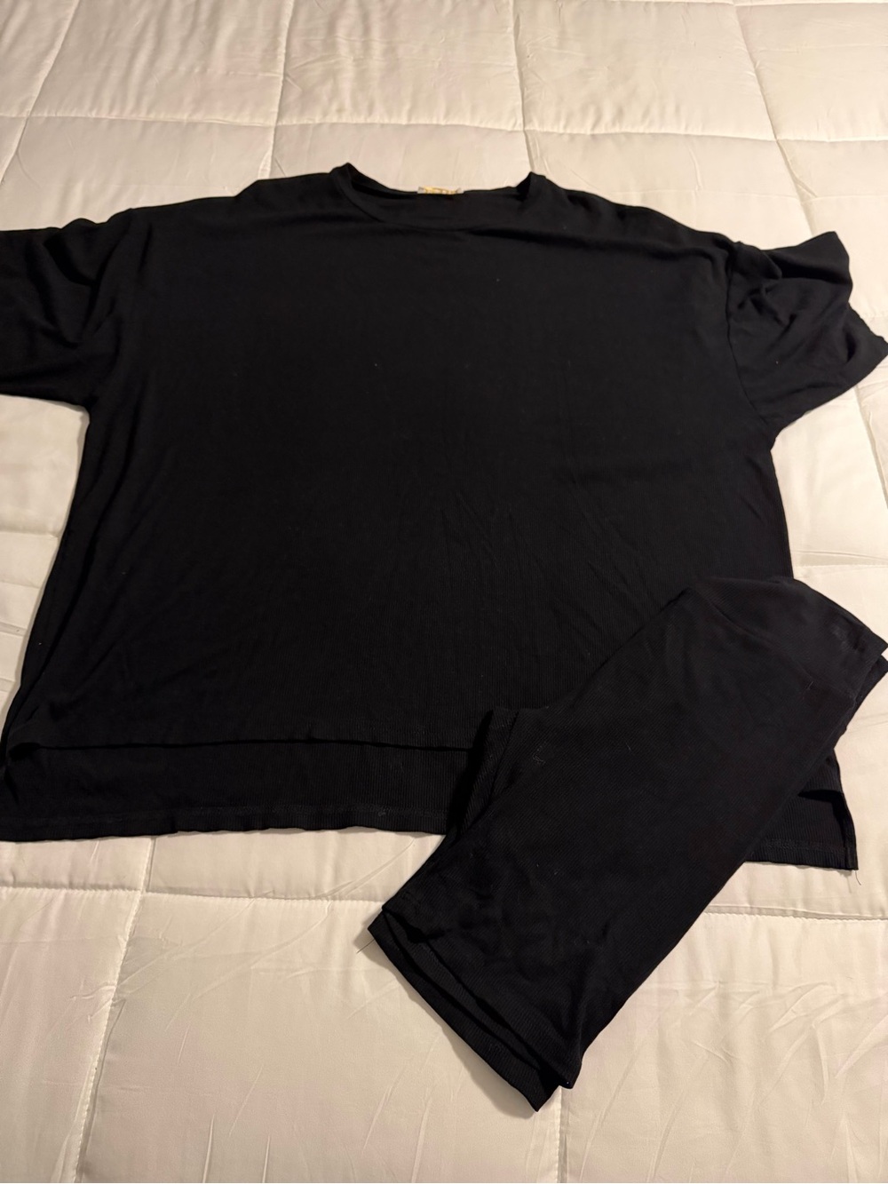 Karlie Black Ribbed Oversized Top & Biker Shorts Two-Piece Set